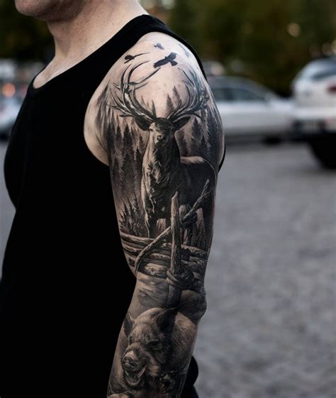 wildlife tattoo ideas|hunting sleeve tattoo designs.